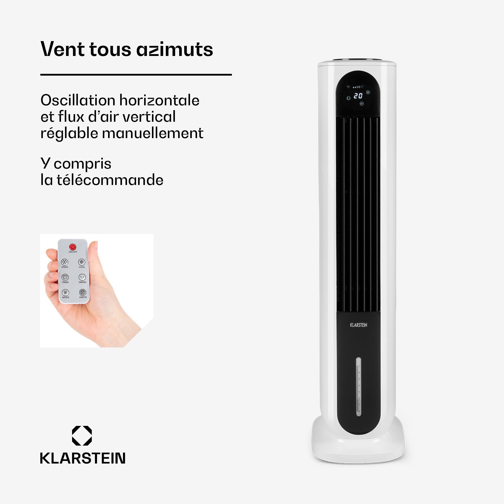 Klarstein Rafraichisseur d'Air Mobile 5 en 1, Refroidisseur d'Air Klarstein Rafraichisseur d'Air Mobile 5 en 1, Refroidisseur d'Air