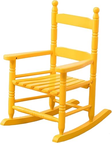 Mecedora amarilla para niños de 2 a 5 años, silla reclinable de madera resistente para dormitorio, jardín, patio, carga de 165.3 lbs 165 libras