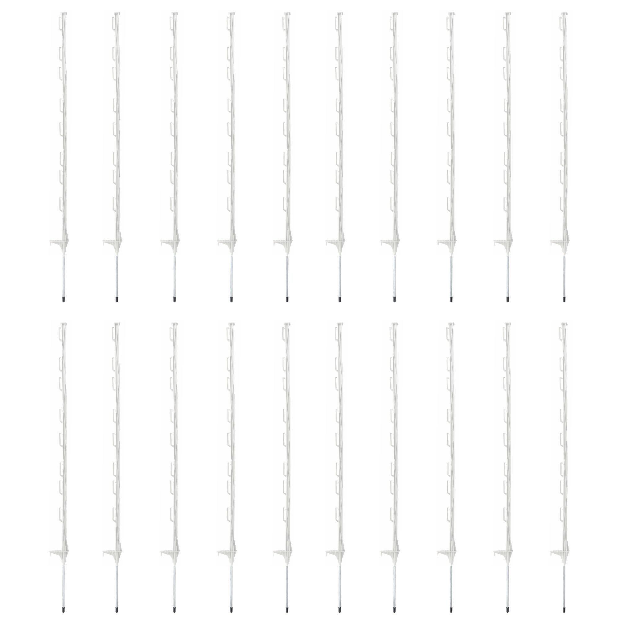 20 x 4ft White Electric Fence Plastic Poly Posts Temporary Fencing Horse Paddock Line Stakes Poles