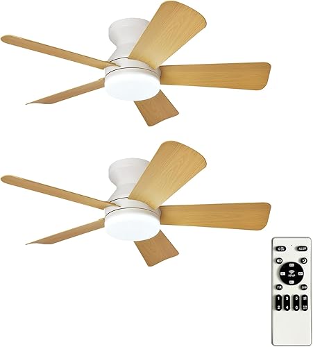 Miniatura 20 de Depuley Ventilador de techo moderno con luz: ventiladores pequeños blancos de 42 pulgadas para dormitorio interior y exterior - Ventiladores de