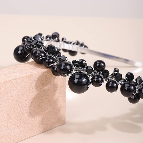 Miniatura 3 de JWICOS Diadema para novia, tiara de perlas para mujer, accesorios para el cabello de boda con diamantes de imitación, tocados para novias y damas de