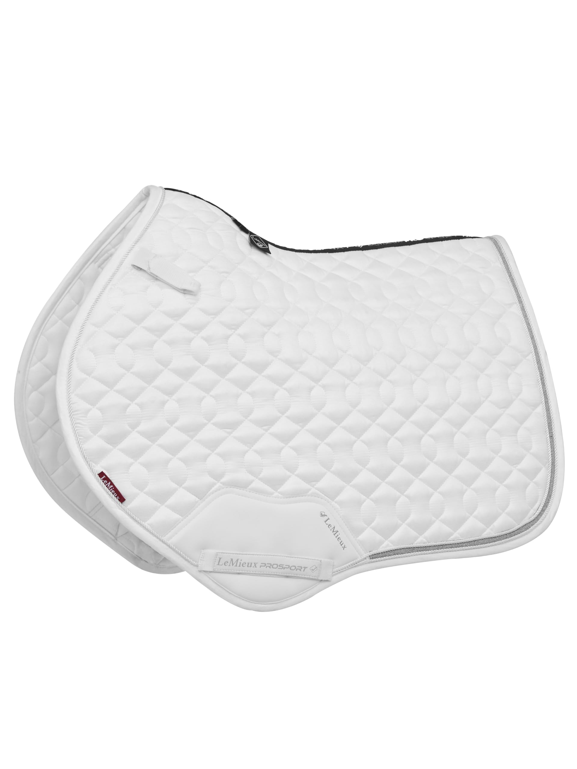 LeMieux Crystal Suede Close Contact Square - Sparkle & Braided Detail Trims - Equestrian Saddle Pad - White - Large