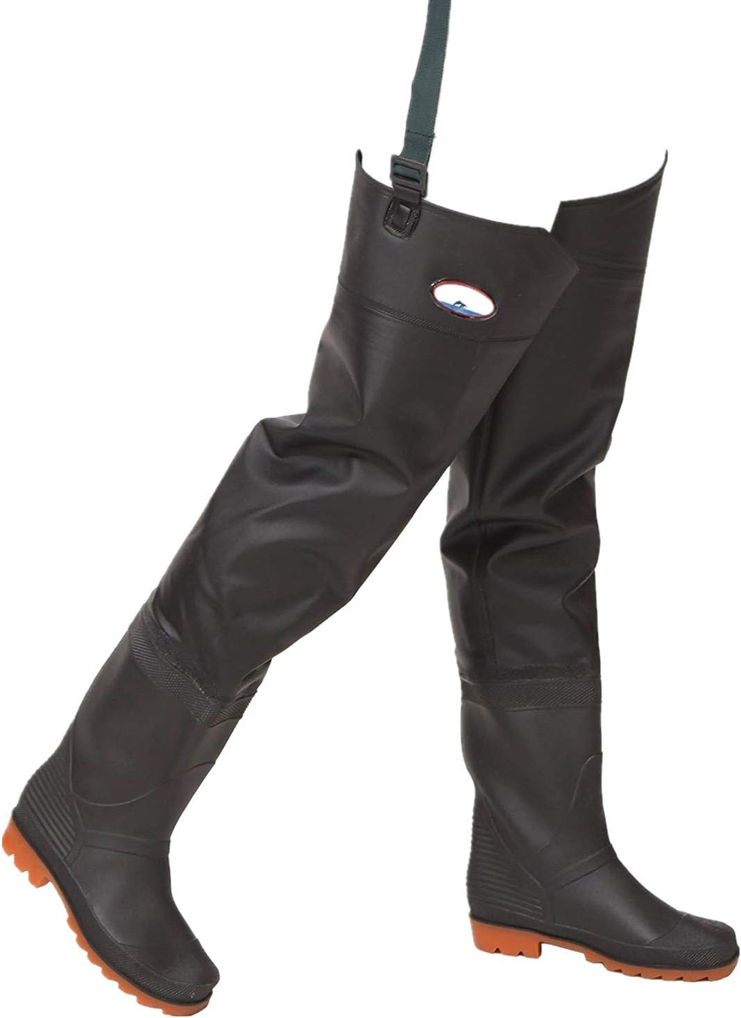 JoyUtoy PVC Fishing Waders Hip Waterproof River Boot-Foot Fishing Boot Hip Waders with Cleated Soles (45, Half body Black)