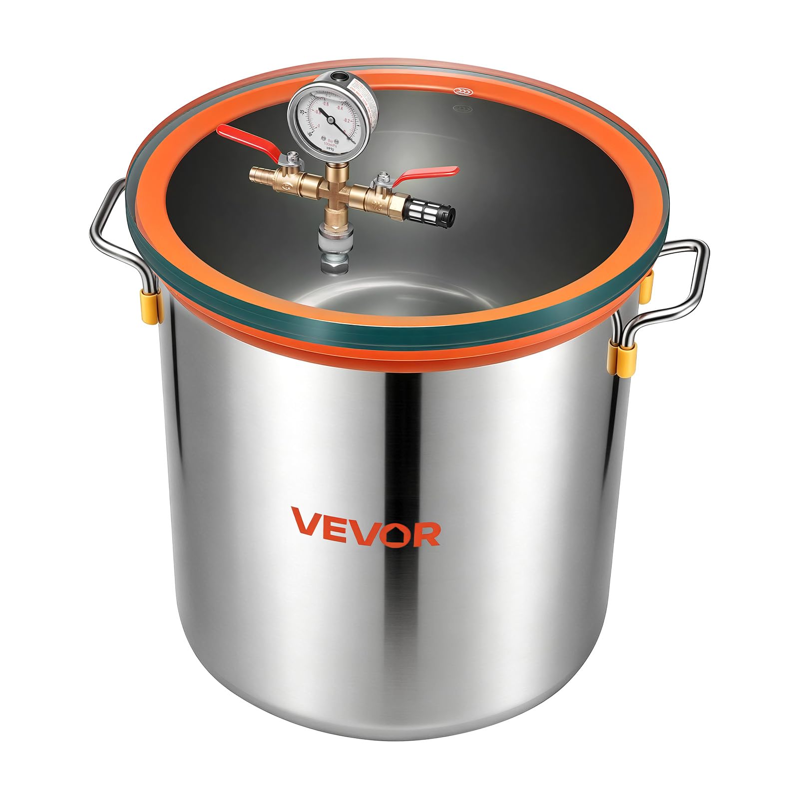 VEVOR Vakuumkammer 34,1 L aus Edelstahl, Vakuum-Entgasungskammer mit Gehärtetem Glasdeckel, Schlauch und Luftfilter, für Harzguss, Holzstabilisierung sowie Silikon, Epoxidharz und Ätherische Öle
