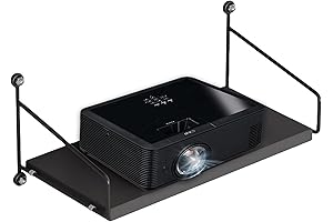 Black Wall Shelf for Projector, No Drilling Floating Shelves for Router, Cable...