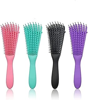 فرشاة للشعر المجعد غير قابلة للانزلاق من المطاط على شكل اخطبوط، مشط لتدليك فروة الراس، اكسسوارات حمام مثالية من قطعتين (متعددة الالوان)