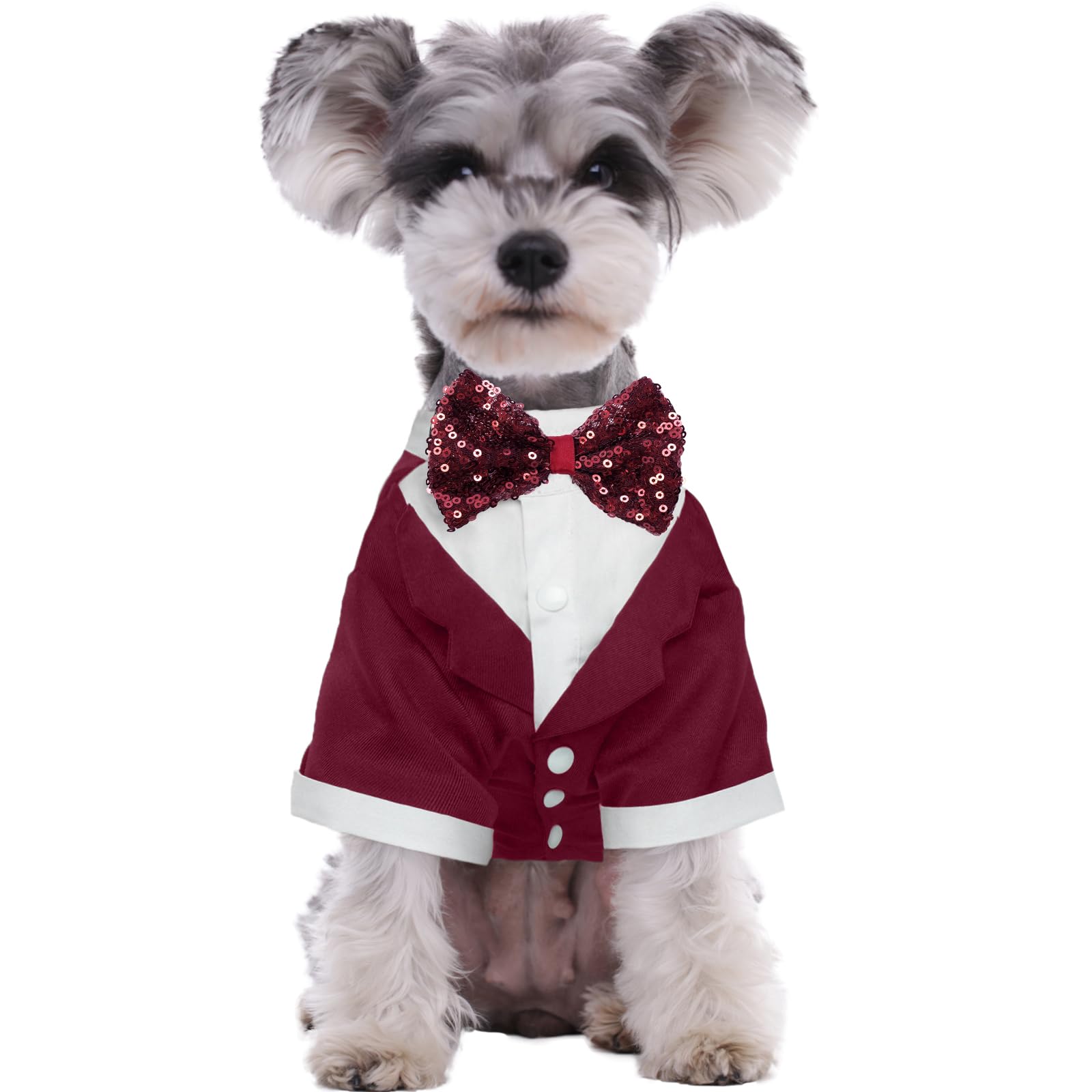 KuoserKuoser Dog Tuxedo,Dog Wedding Suit with Bow Tie Formal Dogs Tux Pet Wedding Party Birthday Costume,Doggy Valentines Christmas Halloween Graduation Outfit Cosplay for Small Medium Large Dogs,Red L