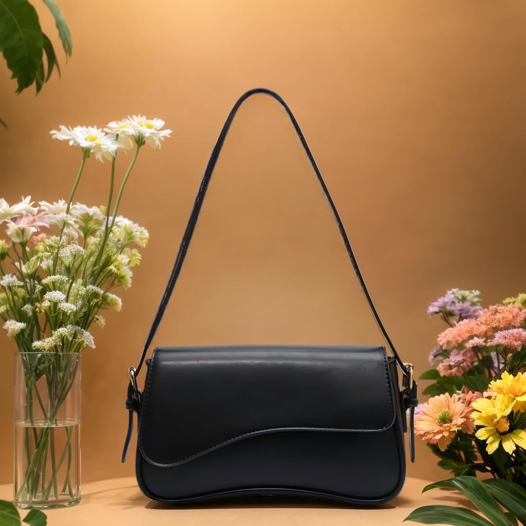 Trendy Y2K Vegan Leather Shoulder Bag for Women - Hobo Handbag, Clutch & Saddle Bag with Removable Strap - Image 7