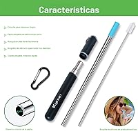 Vista 5 de Kynup Pajitas de metal reutilizables (paquete de 4), popotes plegables de viaje con estuches, esenciales para cruceros, imprescindibles