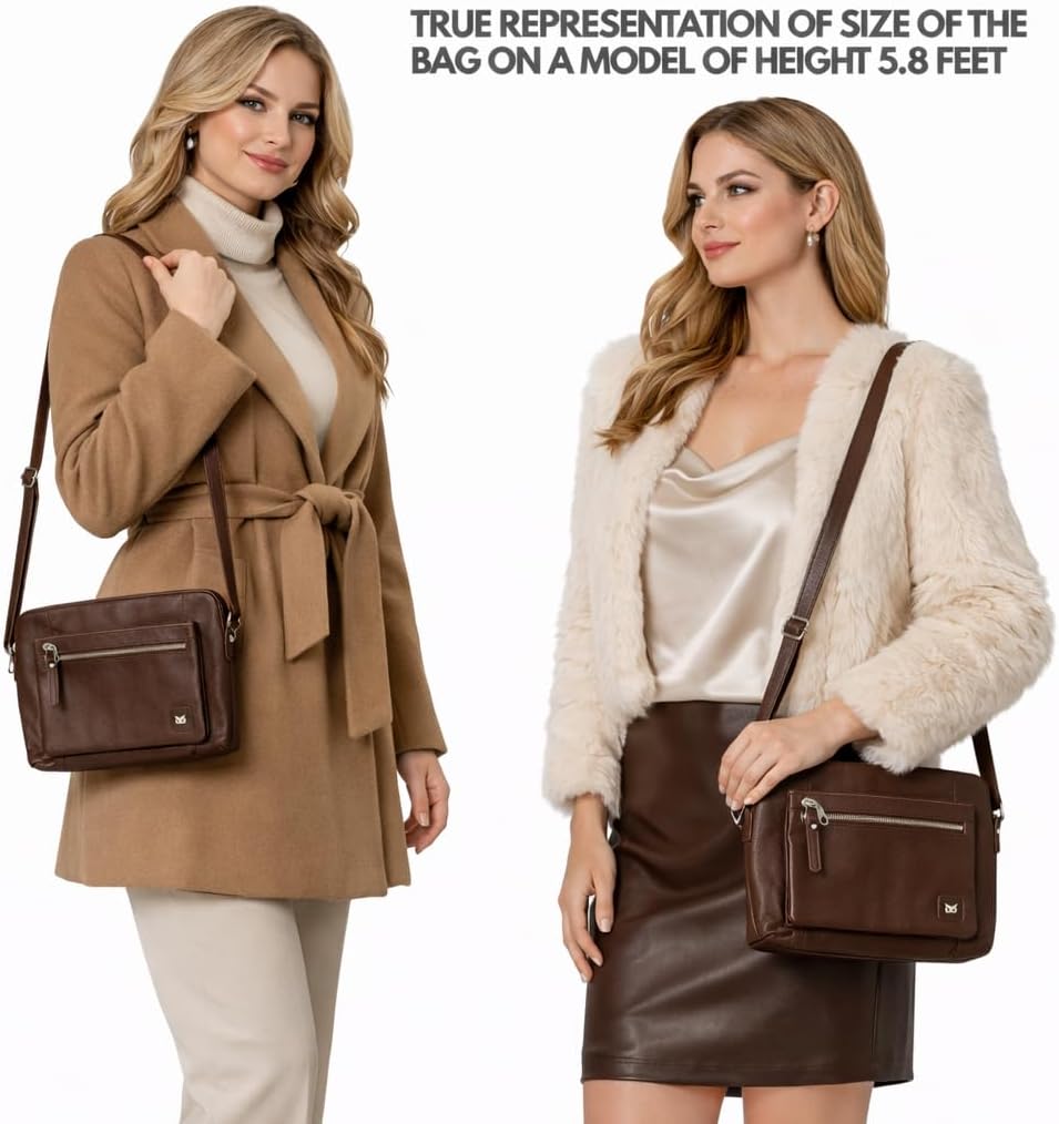 Wise Owl Accessories Leather Small Crossbody Bags for Women Soft Pebbled Purses & Handbags Sling Shoulder Crossover - Image 2