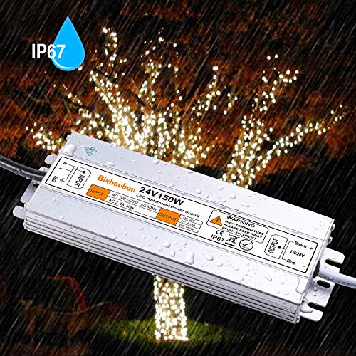 Image of 150W LED Driver AC110V to 24V DC Transformer Power Converter, IP67 Waterproof Low Voltage Transformer with 3-Prong Plug for Any Outdoor and Indoor Led Lights, Computer Projects