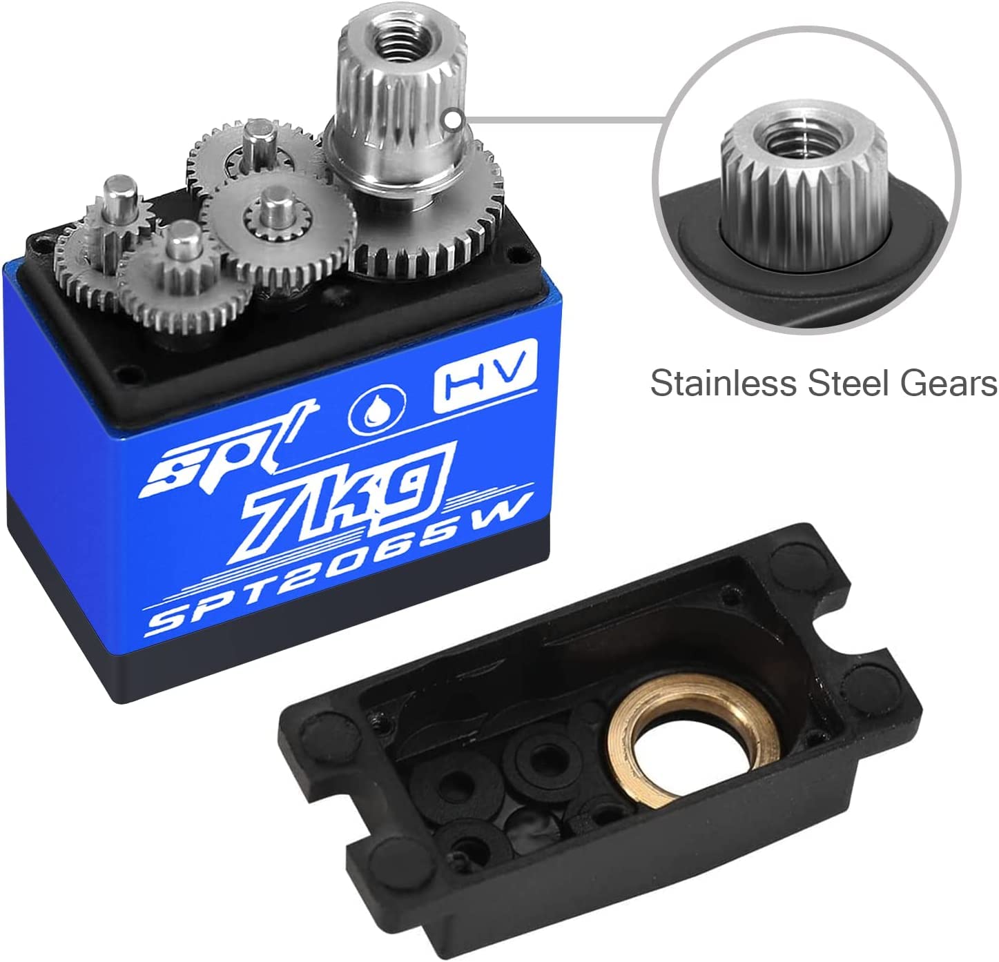SPYMINNPOO Servo Digitale, 7kg Gears Servo Impermeabile per 1/18 TRX4M RC Telecomando per Auto Aereo