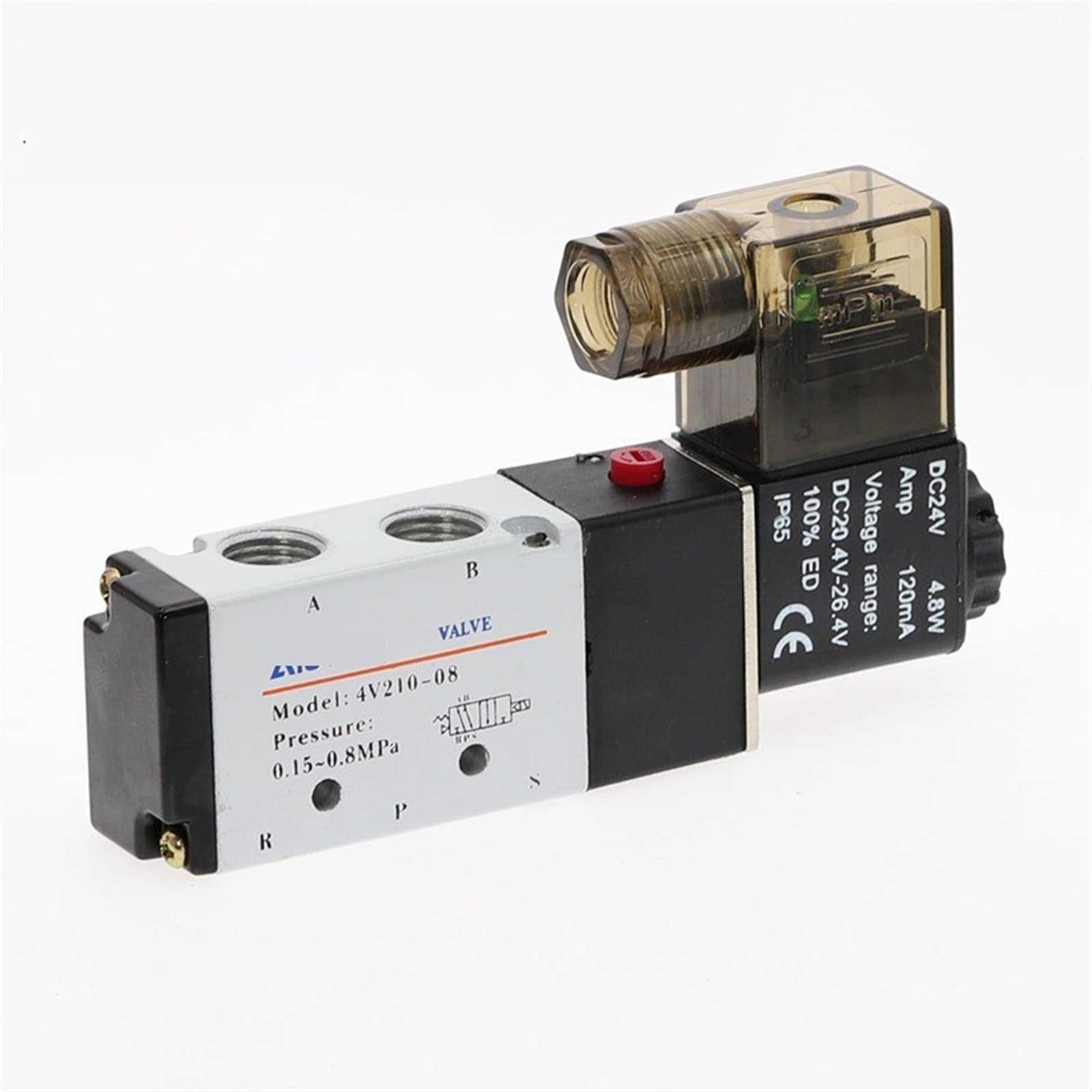 Válvula solenoide eléctrica de 5 vías y 2 Posiciones 4V210-08 Tamaño del Puerto DC12V,24V. AC110V,220V, válvula Control Aire Piezas neumáticas 1 Pieza(AC220V)