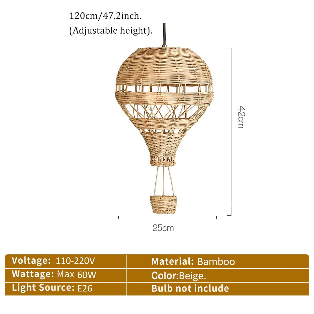 Lampade a sospensione Lampadario Moderno In Rattan Intrecciato Mongolfiera Decorazione Della Stanza Dei Bambini Lampada, Illuminazione Della Camera Da Letto Della Gabbia Di Bambù, Soffitto Della