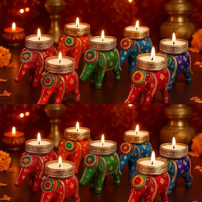 Article cadeau de Diwali lot de 24 photophores éléphant pour la maison
