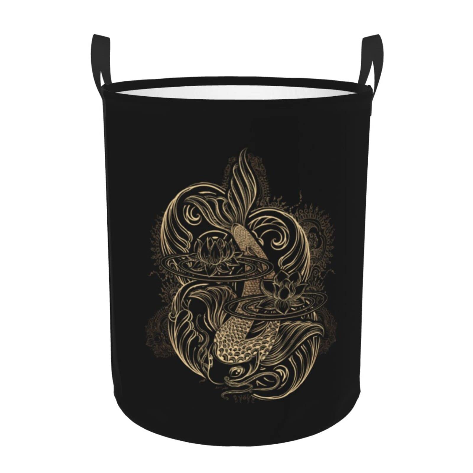 Asian Spiritual Symbols Circular Hamper Clothes Storage Bucket Storage Bagcollapsible Laundry Basket