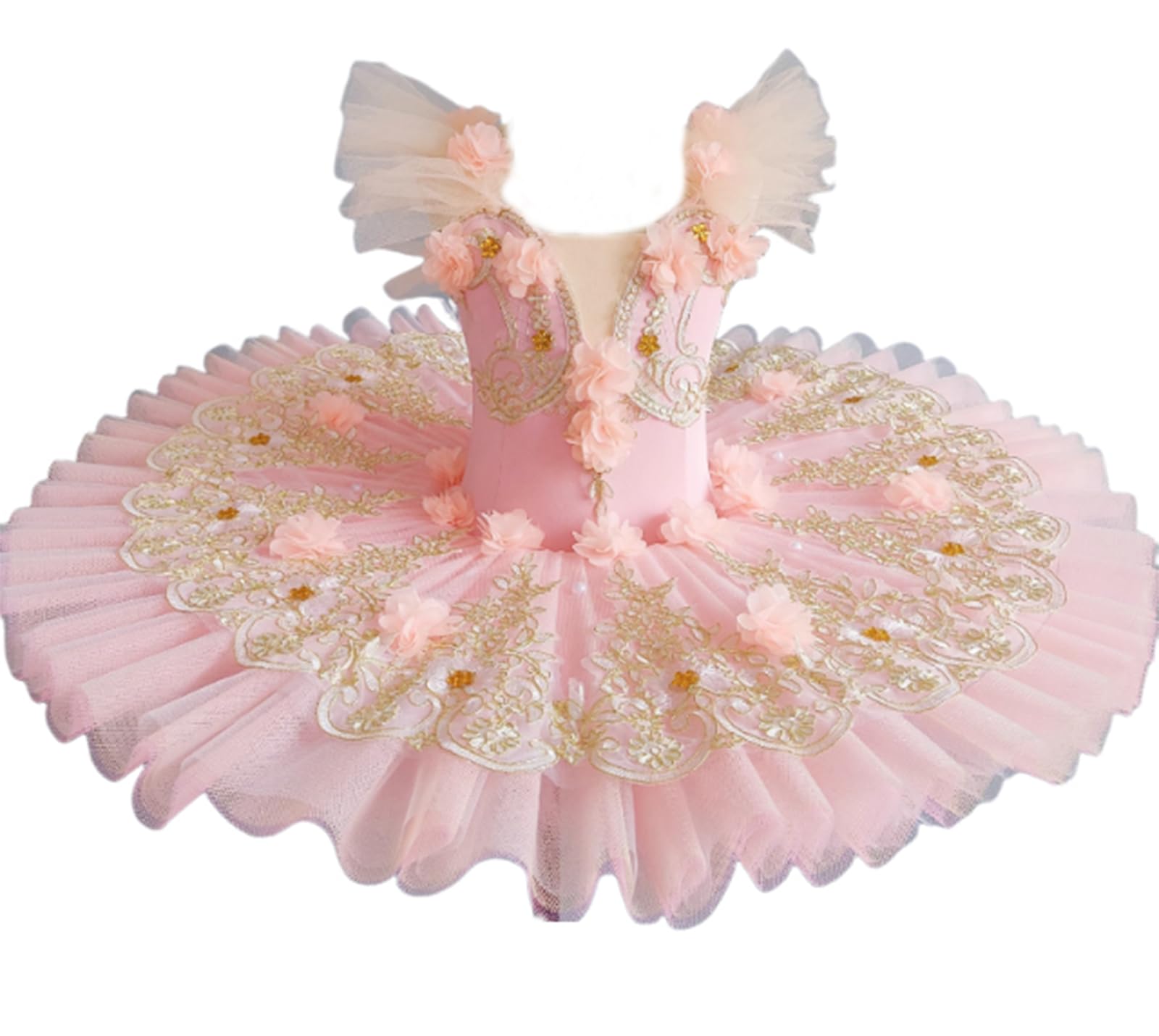 Abiti tutù per Bambine in Pizzo Ricamato con Paillettes tutù da Balletto per Bambine Costume da Gara di Danza Little Swan Abito da Allenamento per Spettacoli(170Cm)