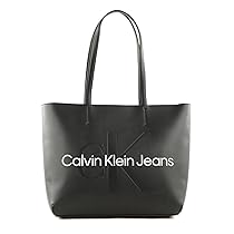 Calvin Klein Donna Borsa Tote Bag con Zip, Nera (Ck Black), Taglia Unica, Nero (Black), Taglia Unica
