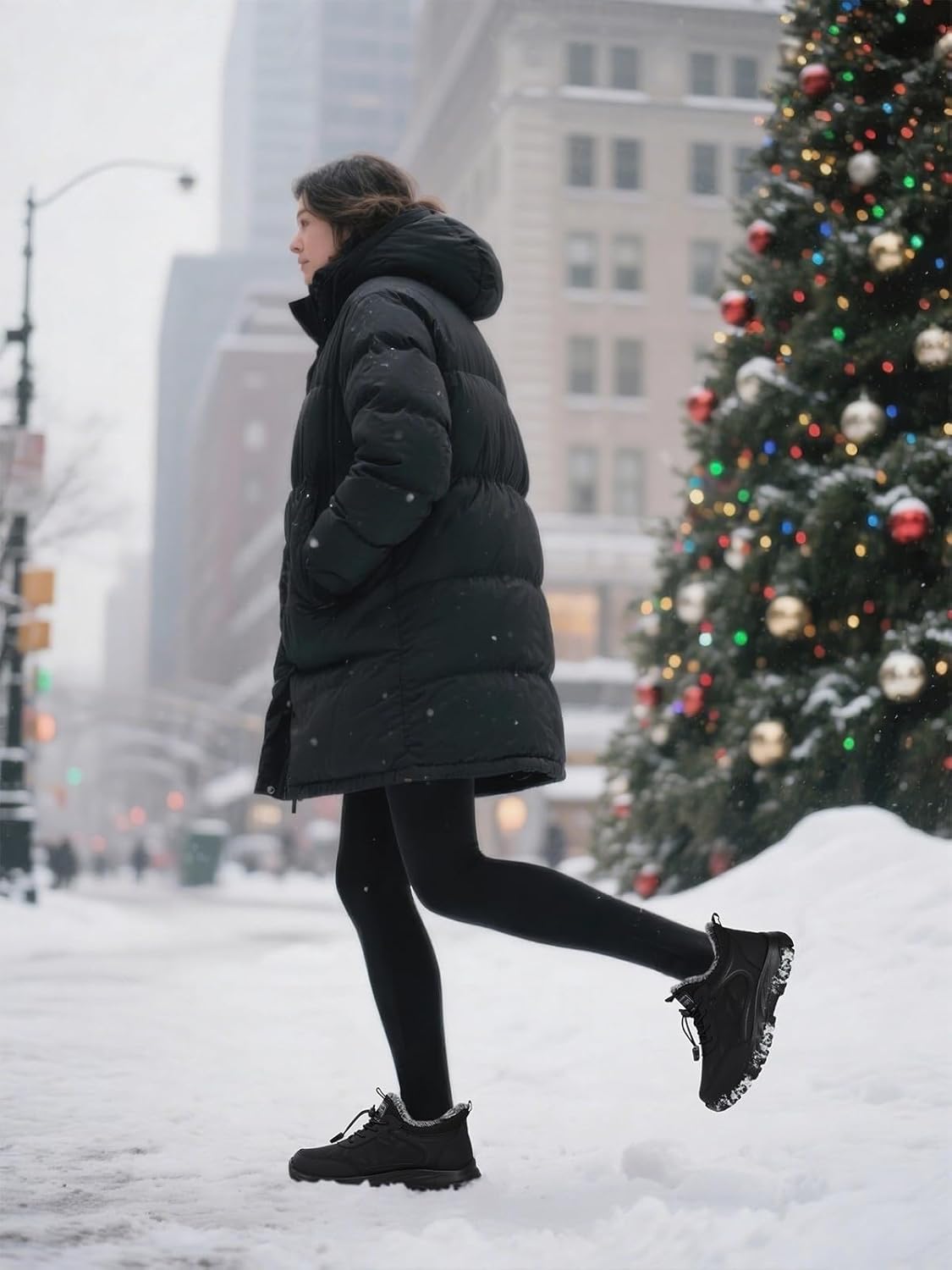 SHIBEVER Womens Winter Snow Boots: Women Ankle Booties Warm Fur Lined Waterproof Insulated Slip On Outdoor Shoes - Image 2