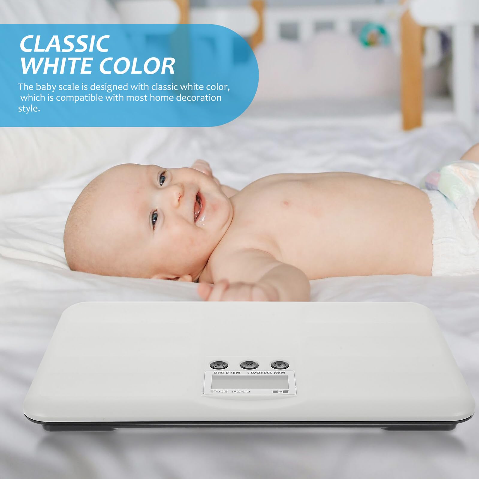 Toddmomy Balance Électronique Numérique Conversion D’unités Capacité 150kg Affichage Digital Design Plat en Plastique Blanc pour Bébé et Animaux de Compagnie pour Usage Domestique