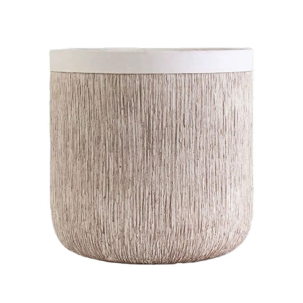GELASIGE Flower Pots Household Cylindrical Wood Grain Magnesium Mud Handmade Flower Pot Hotel Homestay Decorative Flower Pot Outdoor Flower Pots