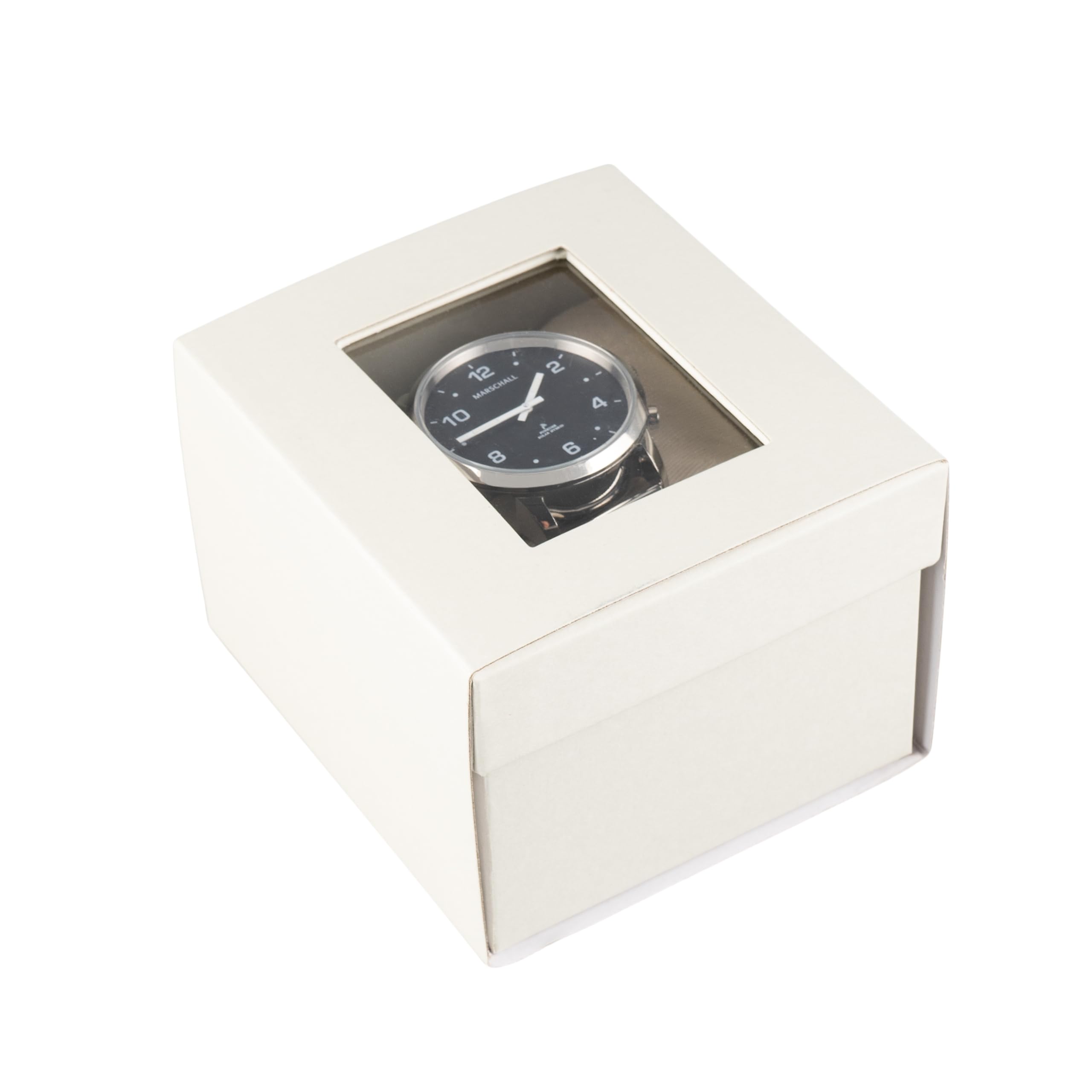Marschall Deutsch sprechende Unisex Funk-Armbanduhr I Mit Solarpanel I 1150S I Für Blinde, Senioren und Demenzkranke I Datum- und Zeitansage I Schwarzes Zifferblatt und Milanaise Armband