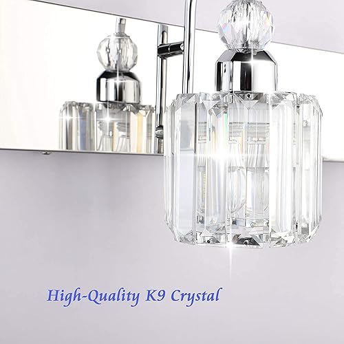 Miniatura 7 de Ralbay 6 luces de cristal de acero inoxidable para tocador de baño, espejo largo, accesorios de iluminación modernos de cristal para baño
