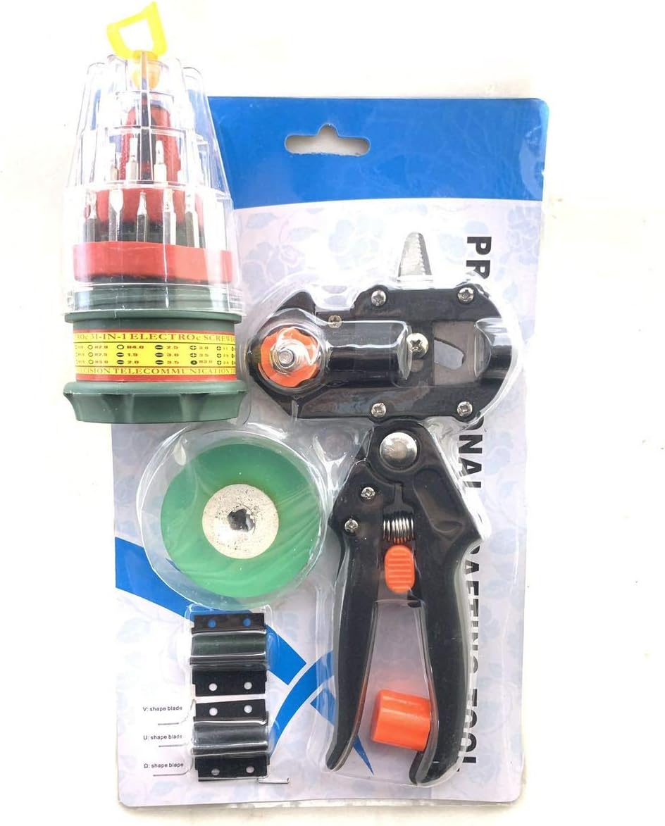 2-in-1 Grafting Tools Pruner Kit With 31 PCS Screwdriver Set, V-Graft Omega-Graft and U-Graft, Perfect for Fruit Tree Grafting