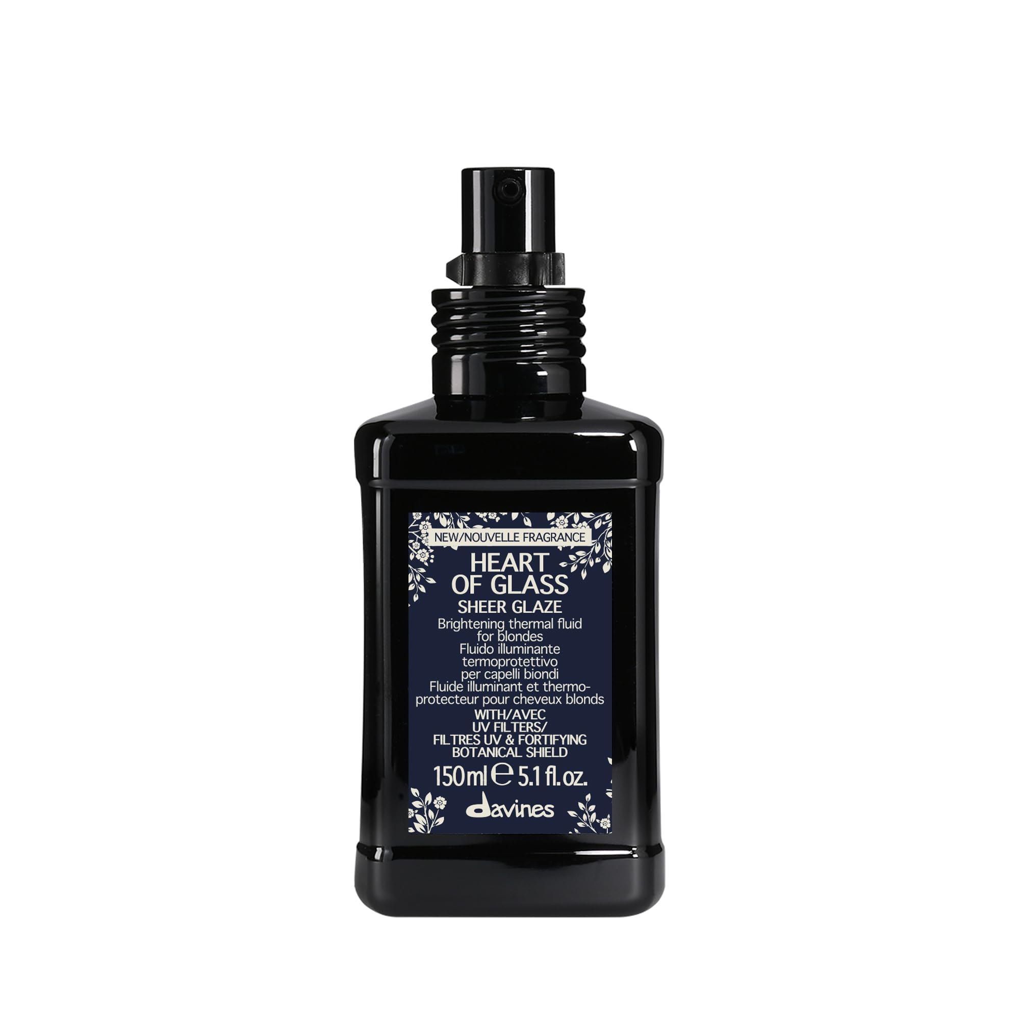 Davines Heart of Glass Sheer Glaze, Brightening Thermal Leave-In Fluid for Blonde Hair - Hydrates, Protects from UV/Heat & Adds Shine with Fortifying Botanical Shield, 5.07 Fl Oz