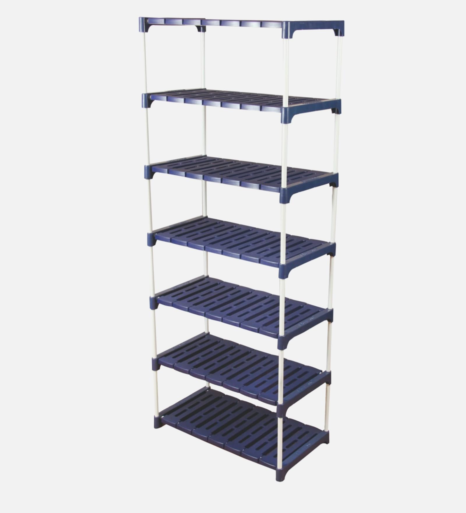 NOVATIC Metal Frame, Plastic Shelf Heavyduty Premium Bookshelf for Home Library/Bookcase/Bookstand for Living Room (7 Shelves) - Blue-picture-19