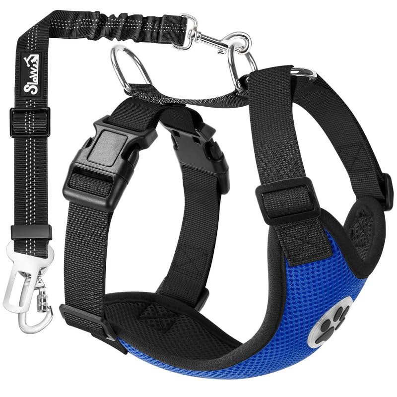 Harnais de ceinture de sécurité pour chien réglable avec clip et gilet