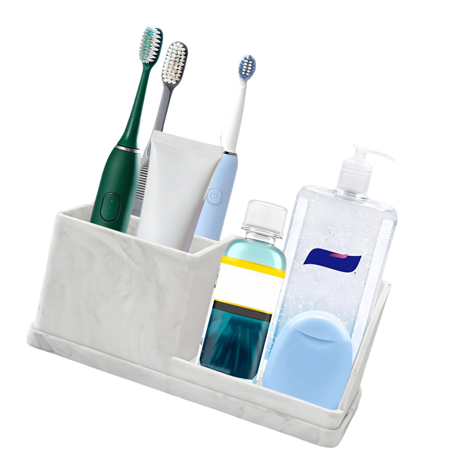 Ekoama Large Silicone Bathroom Toothbrush Stand Having 7 Sections And Drain Holes For Neat Countertop Storage