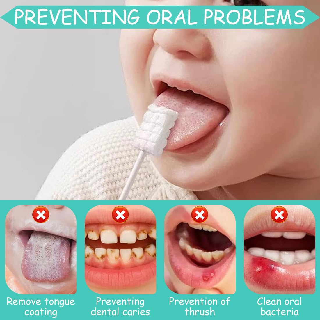 30 Pezzi Pulisci Lingua, Spazzolino Monouso Sterilizzati per Bambini, Baby Mouth Cleaner, Spazzolino da Denti Portatile per Bambini, Spazzolino per Dentini con Setole Morbide