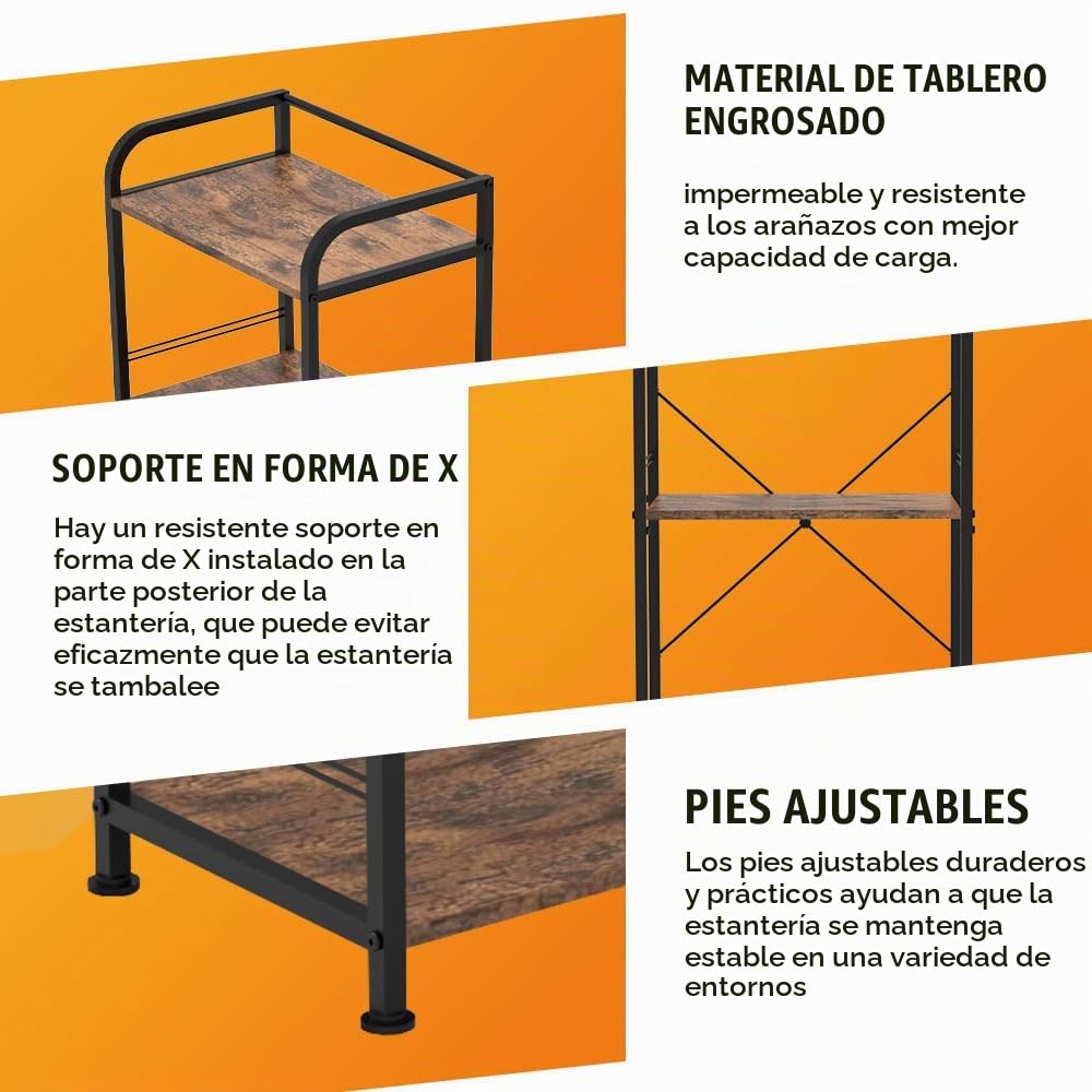 Estantería Industrial de 5 Niveles con Estantes de Madera | Marco Metálico Negro, 151 × 43 × 28 cm, Capacidad de 110 lb, Ideal para Salón, Oficina o Dormitorio