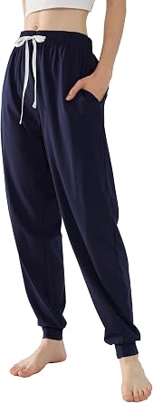 Womens Cotton Jogger Pants Ultra Soft Sweatpants Lounge Patns with Pockets