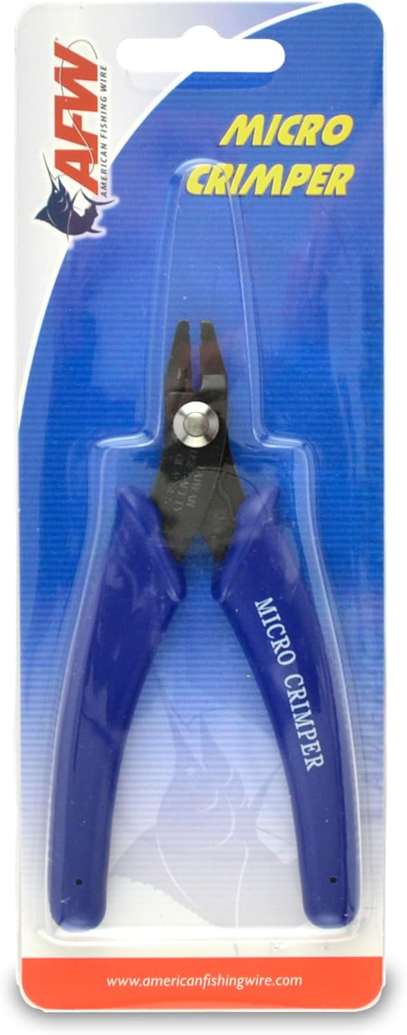 Surflon Micro Supreme, Nylon Coated 7x7 Stainless Steel Leader Wire, 13 lb Test, .013" Diameter, Camo, 5 m and Single Barrel Crimp Sleeves, Size #1/.033", Nickel, 36 pc and Micro Crimper Tool