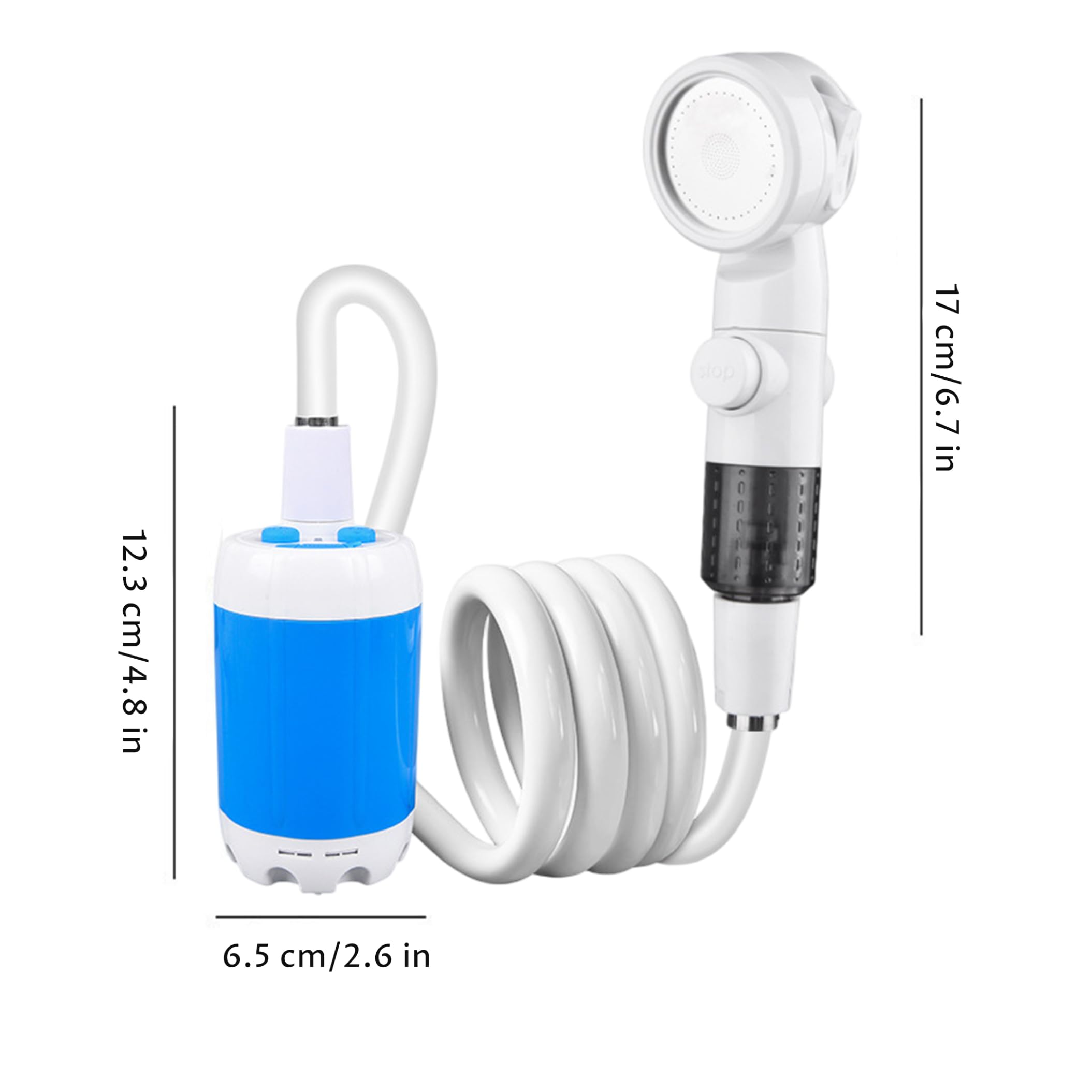 Douche de Camping Portable, Douche de Camping Rechargeable, Pompe USB extérieure pour -Car, Voyage, Plage, Bain pour Animaux Compagnie, arrosage, 2 Niveaux