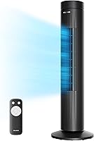 Pelonis 30-Inch Quiet Oscillating Tower Fan for Bedroom - 3 Speeds, Remote, 7-Hour Timer, ETL Certified Black