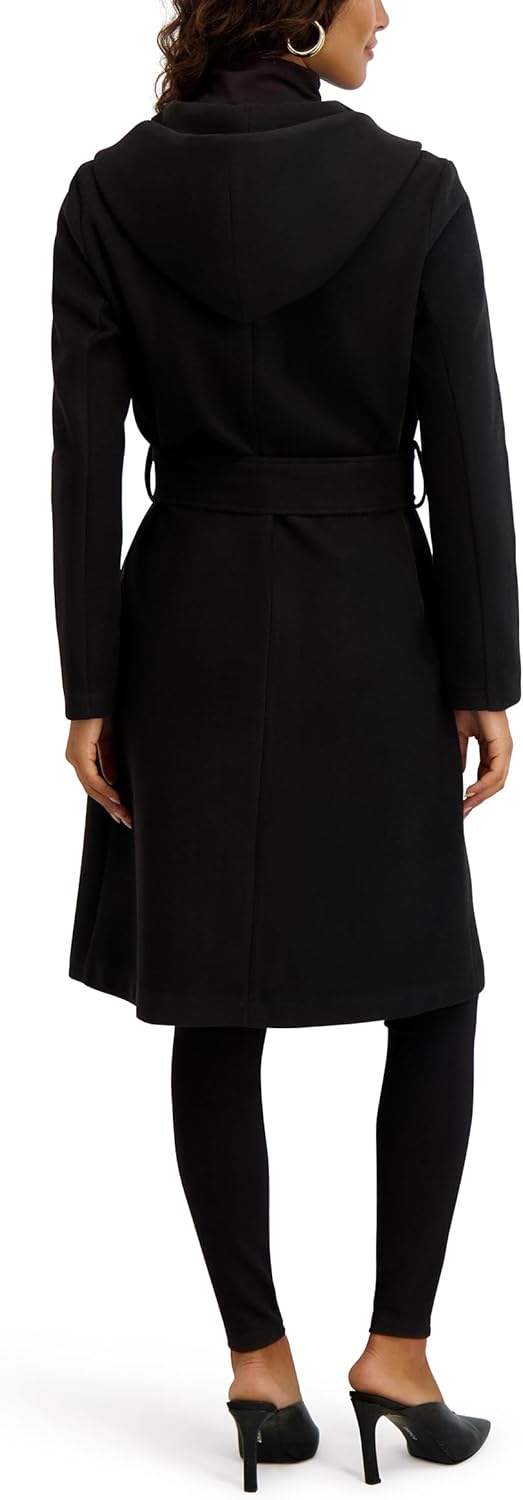 kensie Women's Outerwear Knit Faux Wool Jacket With Belted Waist - Image 3
