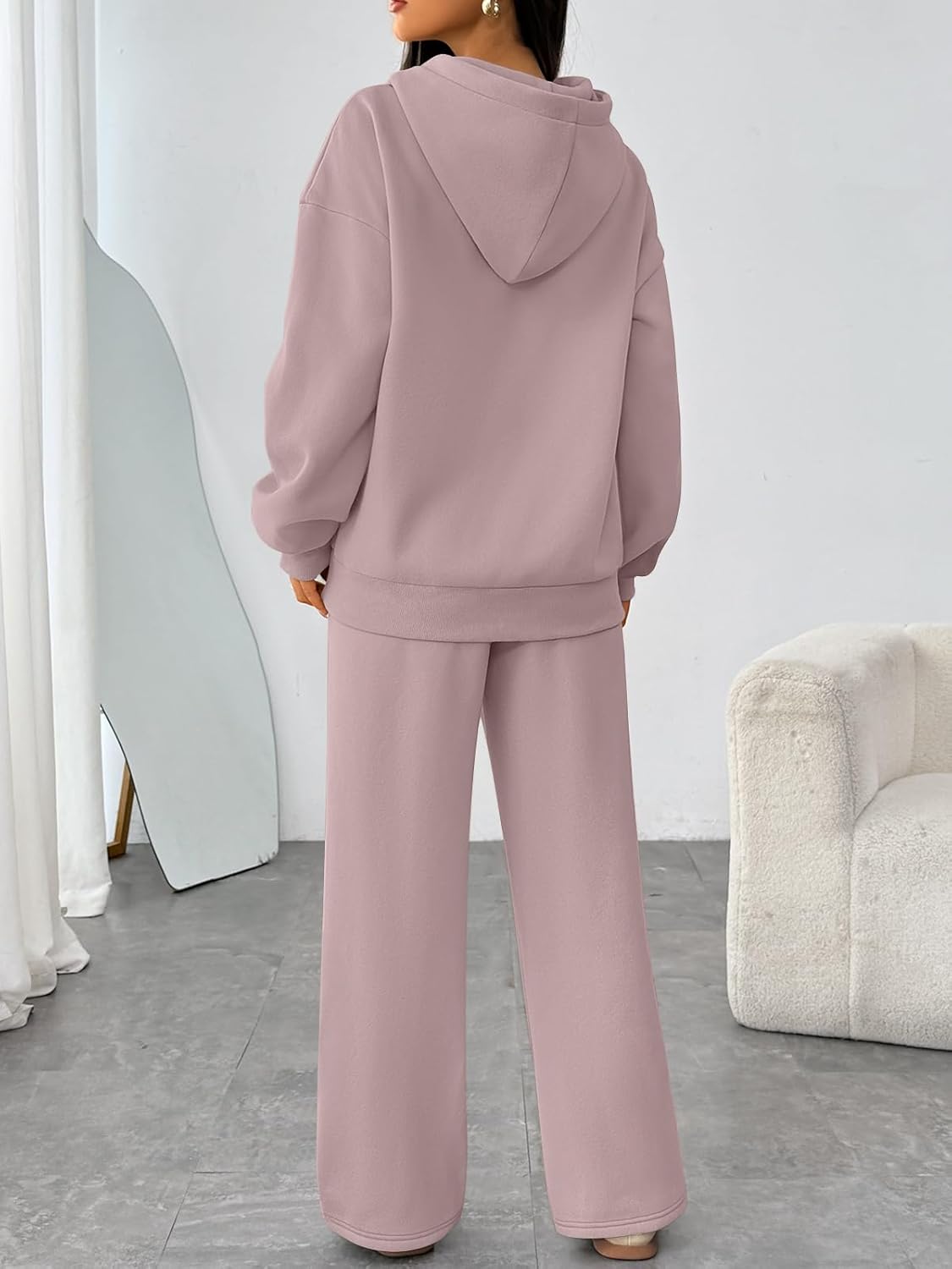 Trendy Queen Womens 2 Piece Outfits Lounge Fall Fashion Sets Oversized Sweatshirts Wide Leg Pants Sweatsuits Winter Clothes - Image 4