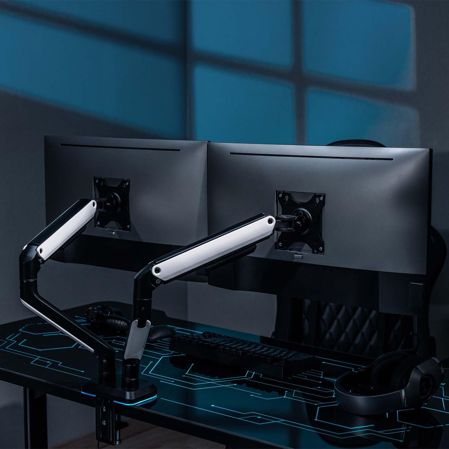 Aisens Soporte de Mesa RGB Gaming Contrapeso Giratorio e Inclinable para Monitor/TV 9Kg de 17-32"