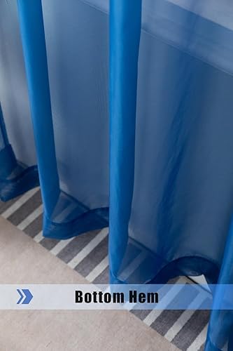 Miniatura 5 de Cortinas traslúcidas color azul real de 95 pulgadas de largo, 2 paneles de ventana de sala de estar, bolsillo para barra, gasa transparente para