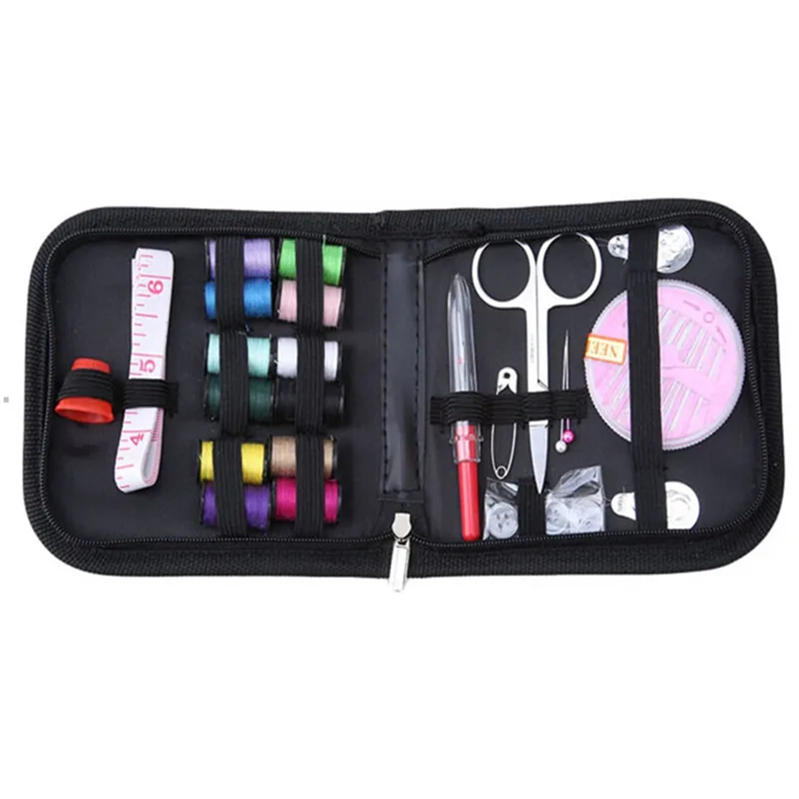 Sewing Kit Compact and Portable 1 Set Needle Portable Mini Travel Household Sewing Box Kit Storage Bags Thread Organizer Home Stitching Tools(Black)