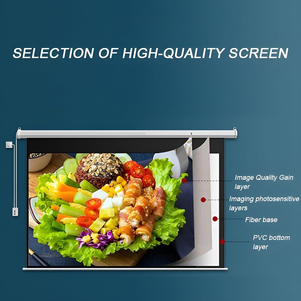 SOYDAN Schermo per Proiettore Motorizzato con Telecomando, Schermo Cinematografico Montato 16:9 4K HD per Home Theater Movie Office Game, Montaggio a Parete/soffitto(60 inch)