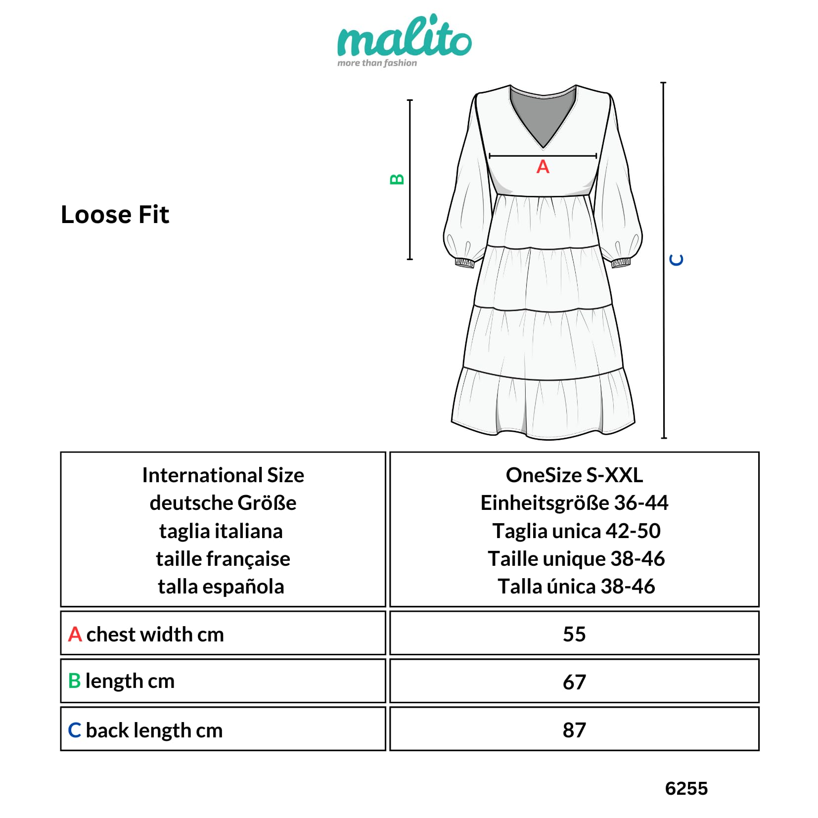 Malito – Langarm Jeanskleid Damen mit Taschen – Unisize Maxikleid für Sommer, Herbst & Winter – schickes Blusenkleid 6255 (Größe 36-42)