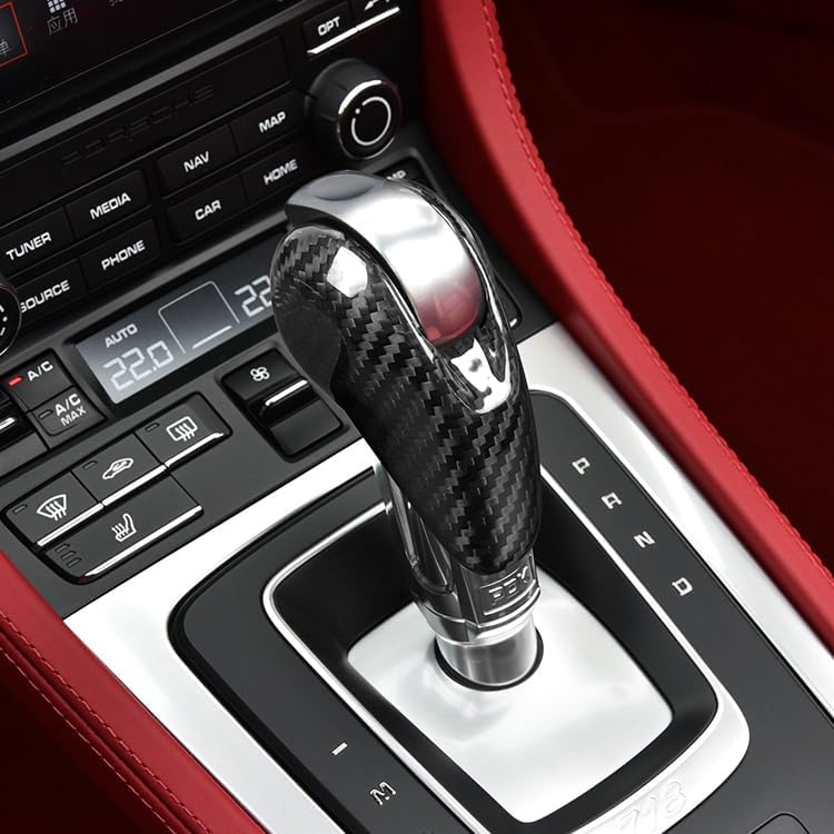 Real Carbon Fiber Gear Shift Knob Trim Cover for Porsche Panamera (2010-2016) Macan(2014-2021) 718(2018-2021) 911(2012-2018) Porsche Panamera Macan 718 911Accessories (Red)