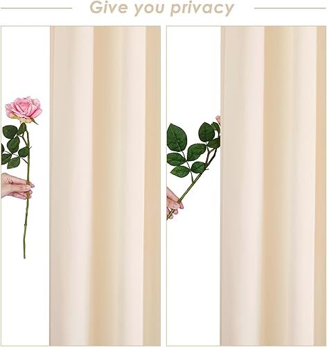 Miniatura 6 de Cortinas de fondo color marfil, 2 paneles de tela de poliéster de 5 x 10 pies, telón de fondo de boda para arco, fiesta, escenario, ceremonia,