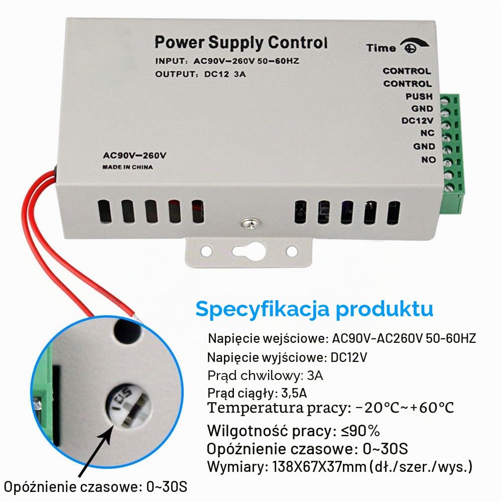 FST zestaw "zrób to sam" do wodoszczelnego systemu kontroli dostępu do użytku na zewnątrz, klawiatura RFID, zasilacz DC 12 V, przycisk wyjściowy do drzwi, 15 kart na klucze (bez zamka)