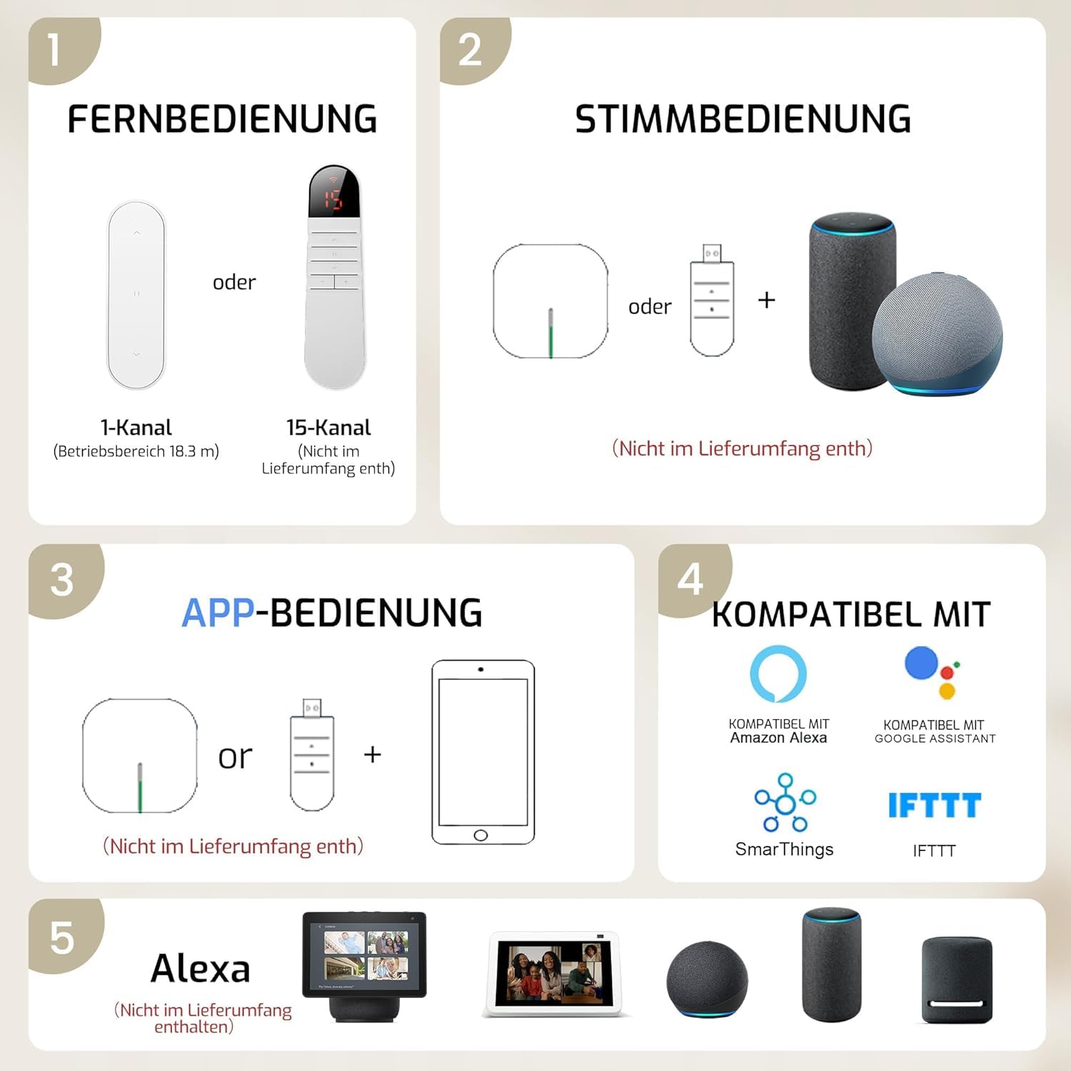 Grandekor Elektrische Rollos Innen Verdunklungsrollo ohne Bohren 120x120 cm | Dunkelgrau mit Fernbedienung & Leiser Motor Smart Rollo für Fenster mit Metal Klemmträger,Thermorollo Sonnen-& Sichtschutz