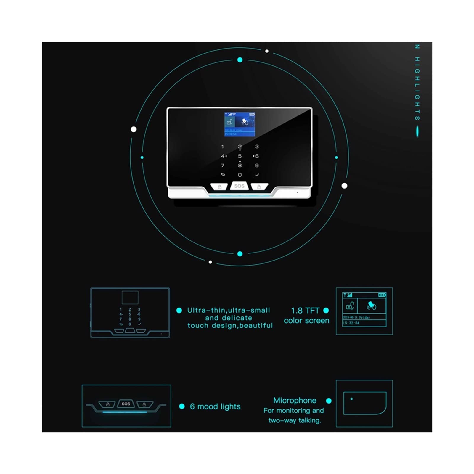 Alarme sans Fil TUYA Intelligente WiFi sim GSM Kit de système d'alarme de sécurité App Contrôle du détecteur de Mouvement Système d'alarme de cambrioleur(W3B2)